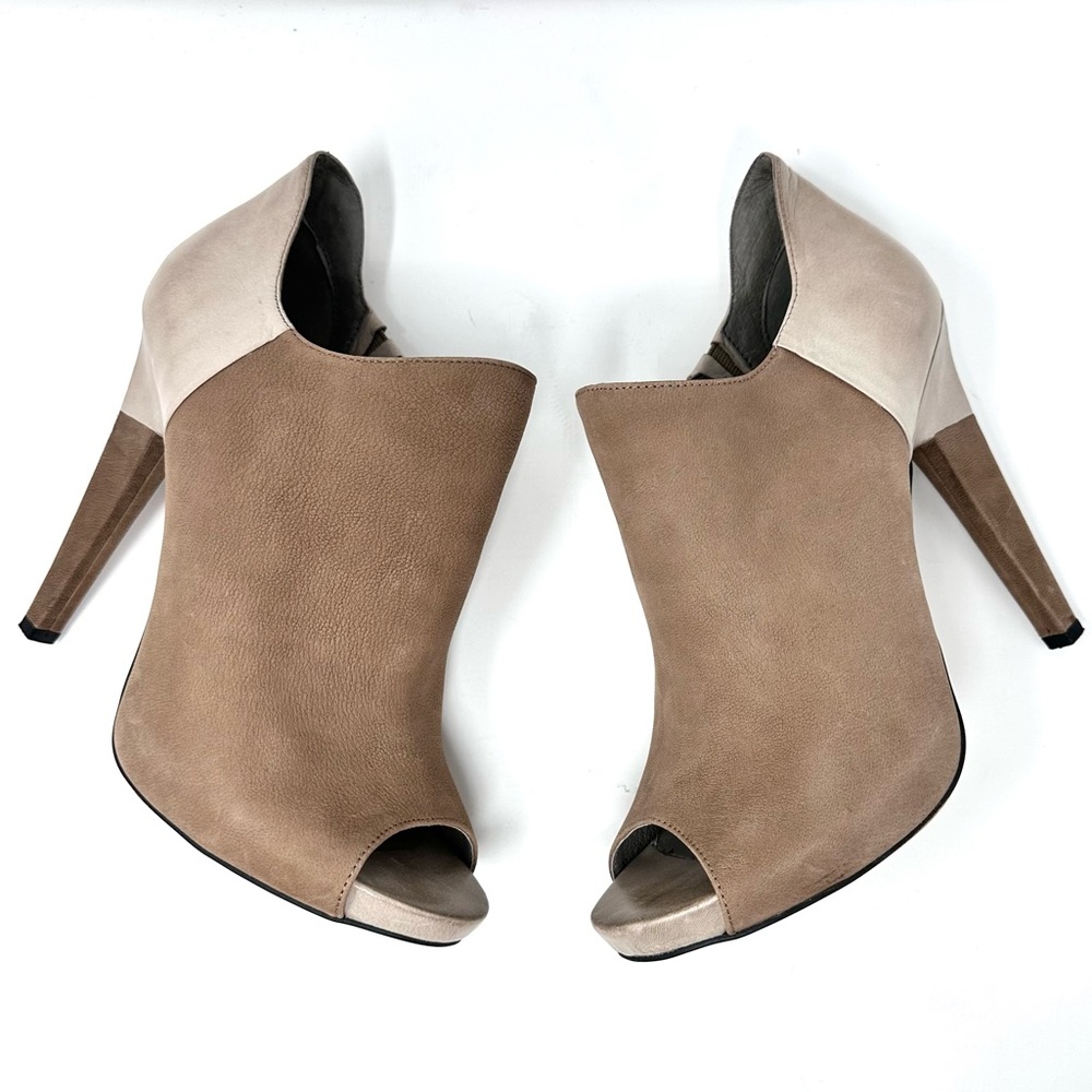 Vince Camuto Brendas Womens Tan Leather Suede High Heel Booties - Picture 3 of 13